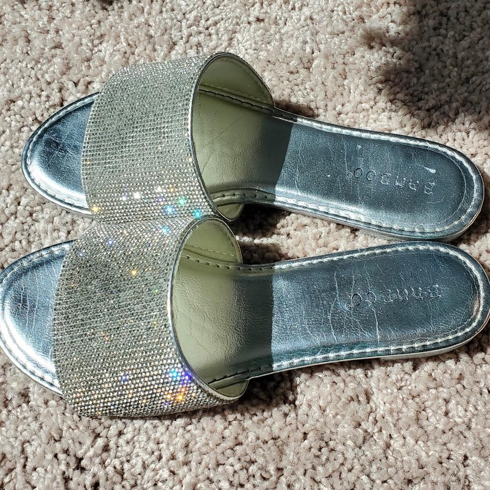 Metallic Silver Rhinestone Slides